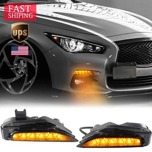 For Infiniti Q50 Q50S Sport 2014 2015-2020 Fog Turn Signal Light Bumper LED Lamp - Picture 1 of 11