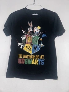 Warner Brothers Kids T-shirt  Black Kids Size L Hogwarts - Picture 1 of 4