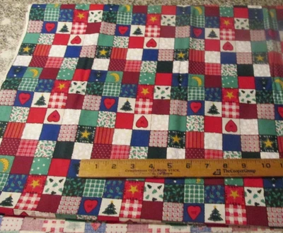 1 yards 25" x 44" Quilting Sewing Fabric Christmas Print Trees Hearts Noel - Image 1 of 4