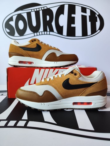 Nike Air Max 1 Essential 'British Tan' osso chiaro nero lino 8UK 9US NUOVISSIME