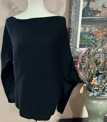 Suéter Reiss Lorna Acanalado Un Hombro Tejido Negro Talla XL Foto 1 de 4