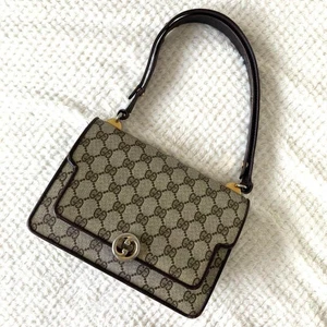 Gucci One Shoulder Bag GG Supreme PVC Leather Brown Authentic from Japan - Picture 1 of 14