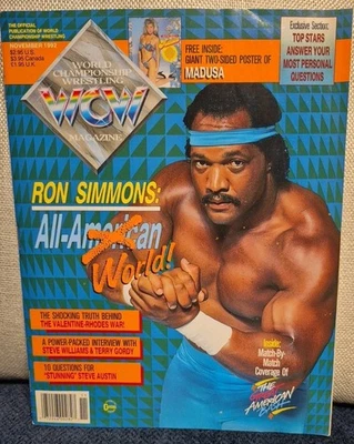 Revista WCW Portada Ron Simmons Noviembre 1992 Póster Campeonato Mundial Madusa  Foto 1 de 4