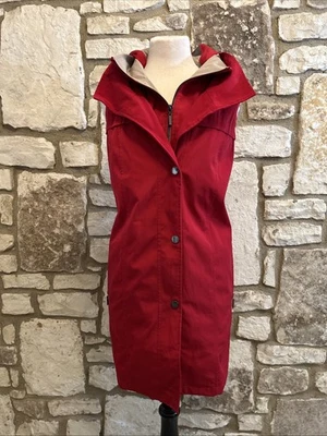 Coldwater Creek Mujer Plus Rojo Capucha Extraíble Chaleco Largo Chaqueta Talla 1X *USADO EN EXCELENTE ESTADO Foto 1 de 4