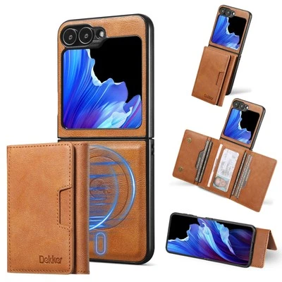 Funda Magnética Para Samsung Galaxy Z Flip7 6 5 4 3 Cuero Desmontable Cartera Cubierta Foto 1 de 4