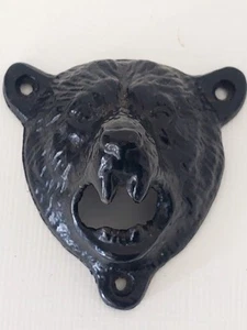 Bear Head Bottle Opener Wall Mounted Metal 9x9x6cm 3 Holes For Mounting - Picture 1 of 6