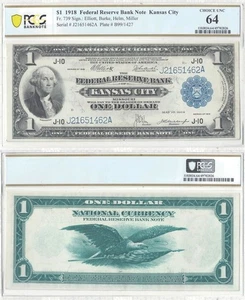 1918 $1 Federal Reserve Bank Note Fr. 739 PCGS Very Ch-64 - Picture 1 of 1
