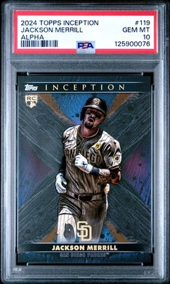 2024 Topps Inception | JACKSON MERRILL *ALPHA* BLACK X SSP RC #119 RARE | PSA 10 - Image 1 of 2