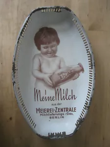 Brötchenschale Brotkorb Emaille Schale Reklame Milch Meierei Zentrale Berlin alt - Bild 1 von 7