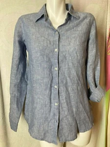 Blusa túnica gris pequeña Sigrid Olsen de lino para mujer nueva con etiquetas manga larga botón - Imagen 1 de 8