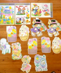 11 Holiday Easter Die Cut Wall Pictures & 3 NOS Static Cling Window Decorations - Picture 1 of 10