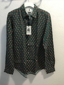paul smith p/s slim fit shirt star pattern  dark green size S NWT - Picture 1 of 5