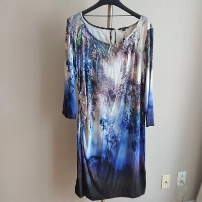 New without tag Comma, Scandinavian brand blue forest print dress size 14 - Image 1 of 4