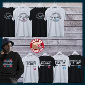 T-Shirt Promoted to Daddy Väter Geschenk personalisiertes Geschenk für Papa Vinyl T-Shirt - Bild 1 von 30