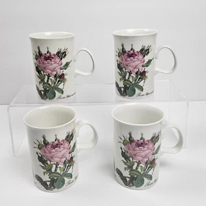 Dunoon England Bone China Coffee Tea Mugs Rose Floral 10 Fl Oz Set Of 4 - Picture 1 of 8