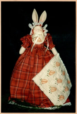 Ida Mae Bunny Rabbit Doll Soft Sculpture Pattern Primitive Bib & Doll Quilt - Image 1 of 3