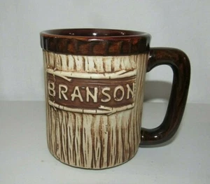 BRANSON MISSOURI RUSTIC LOG CABIN WOODGRAIN CERAMIC COFFEE TEA SOUVENIR MUG - Picture 1 of 6