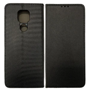LIBRETTO CUSTODIA PER MOTOROLA MOTO E7 - COVER LIBRO SMART MAGNET NERO - Foto 1 di 2