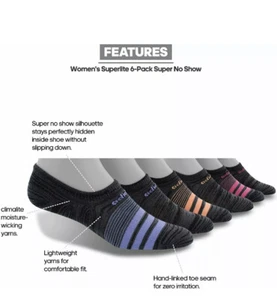 Adidas 6 Stück No Show Climalite Superlite Damensocken - SORTIERT Größe 5-10 - Bild 1 von 5