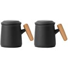  2pcs Ceramic Coffee Mug Coffee Tea Cup Milk Cup with Filter Drinking Cup for