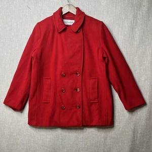 Mackintosh Womens Peacoat Coat Size 10 Red Double Breast Pure Wool Lined Button - Picture 1 of 12