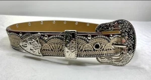 Girl’s Lace And Bling Leather Belt Size L - Fits 24” To 28” Waist - Preowned - Picture 1 of 7