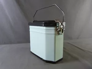 Vintage French Enameled Graniteware Green and Black LUNCH PAIL Lunch box - Picture 1 of 10