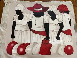 Original haitianisches Haiti Kunst Gemälde Frauen auf dem Markt, Obst, Hut signiert 20” x 24” - Bild 1 von 5