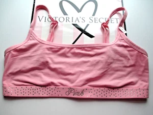 Victoria's Secret PINK Baumwoll-Bralette L ungefüttert BH ohne Bügel VS Pink LARGE neu mit Etikett - Bild 1 von 4
