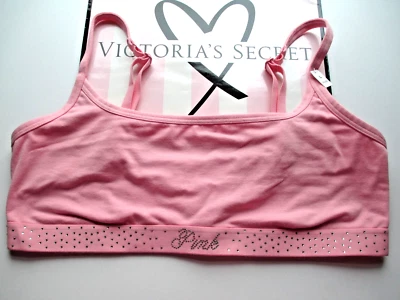 VICTORIA'S SECRET PINK Cotton Bralette L Unlined Wireless Bra VS Pink LARGE NWT - Image 1 of 4