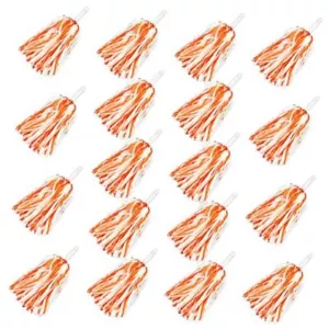 18PCS Cheerleading Pom Poms Plastic Cheerleader Pom Poms for Orange and White - Picture 1 of 7