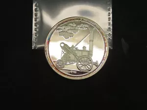 Dampfmaschine & elektrisch blauer Zug 2/3 Unzen 0,999 reines Silber rund G Krone Marke - Bild 1 von 3