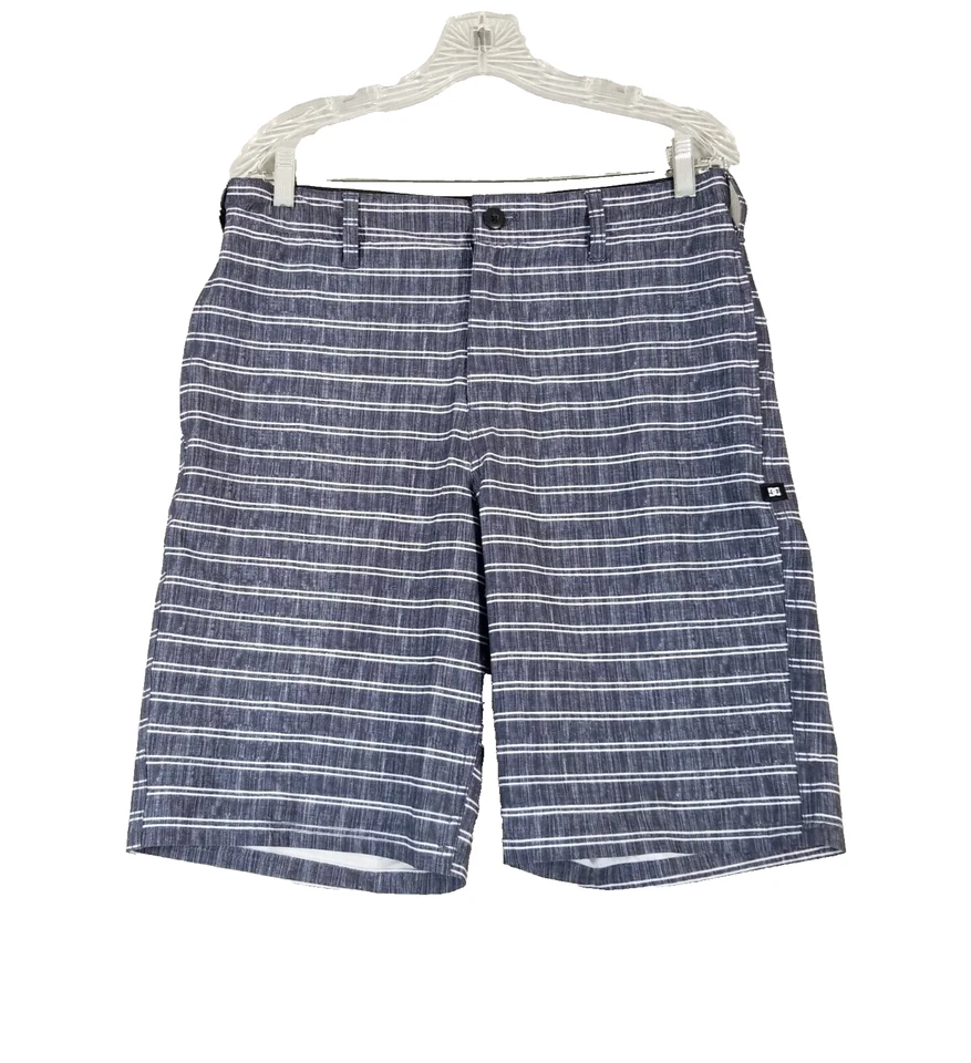 DC Híbrido Pantalones Cortos Hombre 34x10 Azul Raya Dri-Fit Flex Elástico Surf Playa Calle Foto 1 de 4