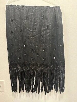 Falda de Colección Años 80 JUDITH ANN CREATIONS Lentejuelas Cuentas 100% Seda Talla Mediana Foto 1 de 4