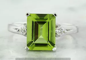 2,26 Karat smaragdgrüner Verlobungsring Peridot 14K Weißgold Oberfläche - Bild 1 von 11