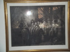 Alter Kupferstich-Bild Weinprobe - Bild 1 von 1