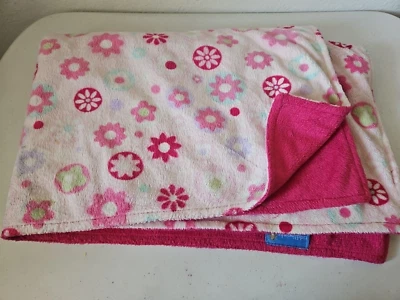Tiddliwinks Baby Blanket Pink Purple Flowers Magenta Spots Polka Dots - Image 1 of 4