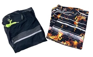 2 Pair ZeroXPosur Boy's Swim Trunks Board Short Size 10/12 Flame Neon - Picture 1 of 11