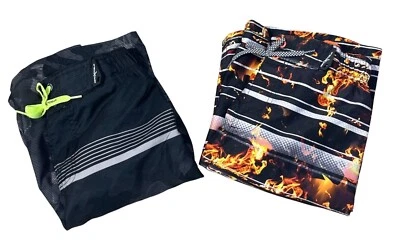 2 pares de bañadores cortos ZeroXPosur para niño talla 10/12 llama neón Foto 1 de 4