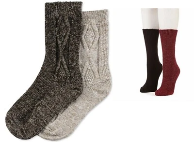 Hue Women's 2-Pack Cable Boot Socks Vineyard/Black, Cashew - Image 1 of 4