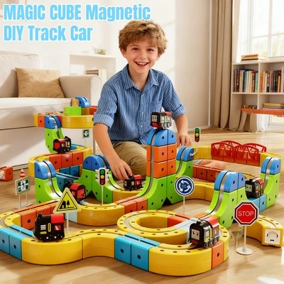 3D Magnetic Rail Car Kids Xmas Gifts Race Track Building Toys Electric Train Set - image 1 of 4