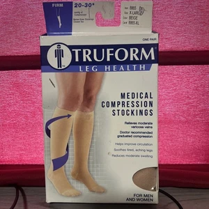 New Truform 20-30 Below Knee Compression Stockings Closed Toe Beige 8865-XL - Picture 1 of 4