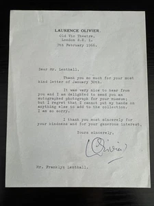 Laurence Olivier signierter Brief - Bild 1 von 2