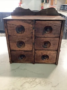 Antique Primitive Wooden Spice Cabinet 6 Drawers - Picture 1 of 10