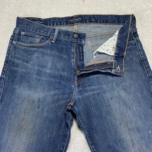 Lucky Brand 363 Vintage Straight Jeans Mens 34x30 Blue Denim Distressed Ripped - Picture 1 of 19