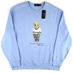Polo Ralph Lauren Polo Bear Sweatshirt Mens XL Blue Crewneck Fleece Pullover New - Picture 1 of 11