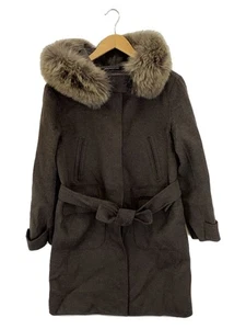 S Max Mara Angora Fur Coat Brown Size 40 Classic Plain Design #EH BBA - Picture 1 of 6