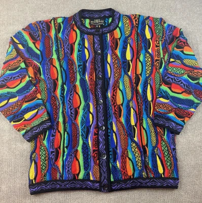 COOGI Australia 3D Knit Wool Sweater Crew Cardigan Rainbow Vintage 90s Size M - Image 1 of 4