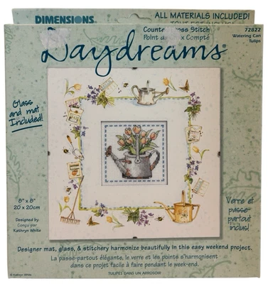 New Dimensions Daydreams Watering Can Tulips Cross Stitch Kit 72822 - Image 1 of 2