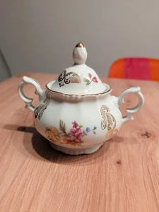 GKC Bavaria 15 Zuckerdose Blumenmuster Goldrand Porzellan - Bild 1 von 4